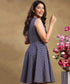 Sleeveless Printed Simple Skater Navy Dress
